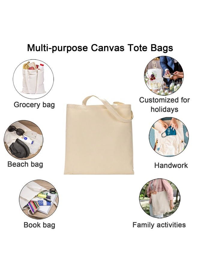 FunisFun 12 Pack Blank Canvas Tote Bags Bulk Shopping Bag for Crafts with 1 Piece of PTFE Teflon Sheet DIY Reusable Grocery Bag, 15 X 16 Inch, Off-white, Large - Image 4